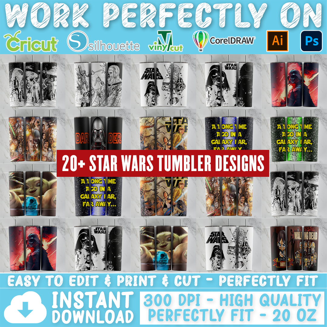Star Wars tumbler design bundle, 20 oz skinny tumbler design, sublimat –  SVG Design Store