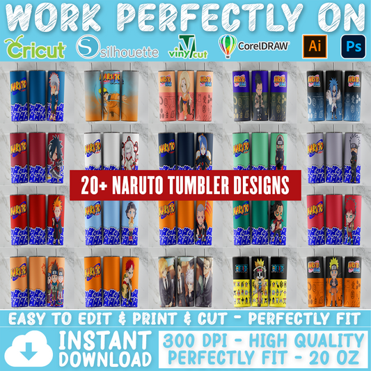 Naruto tumbler design bundle, 20 oz skinny tumbler design, sublimation image, tumbler wrap, Naruto cup, Naruto sublimation, tumbler design, 20 oz skinny tumbler, 20 oz cup design,