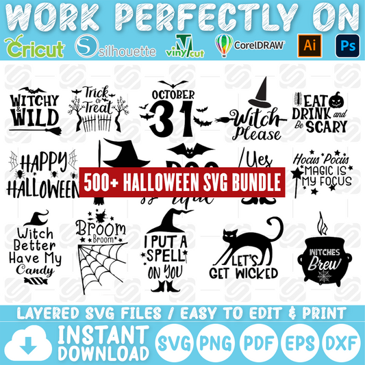 MEGA 500+ Halloween Bundle SVG, Halloween SVG, Halloween Cutfile, Halloween Clipart, Halloween Tshirt, Instant Download