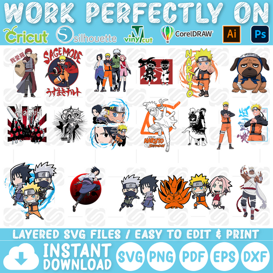 Naruto Bundle SVG, Naruto SVG, Naruto Cutfile, Naruto Clipart, Naruto Tshirt, Instant Download