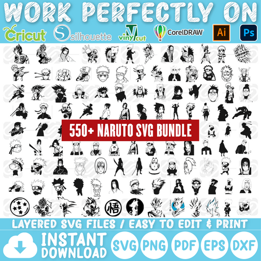 MEGA 550+ Naruto Bundle SVG, Naruto SVG, Naruto Cutfile, Naruto Clipart, Naruto Tshirt, Instant Download
