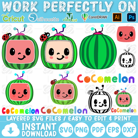Cocomelon Bundle SVG, Cocomelon SVG, Cocomelon Cutfile, Cocomelon Clipart, Cocomelon Tshirt, Instant Download
