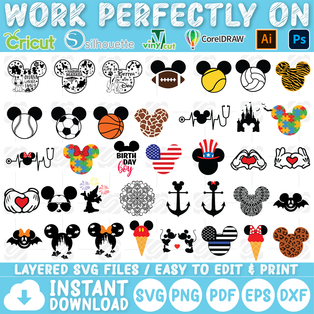 MEGA 500+ Mickey Mouse Bundle SVG, Mickey Mouse SVG, Mickey Mouse Cutfile, Mickey Mouse Clipart, Mickey Mouse Tshirt, Instant Download