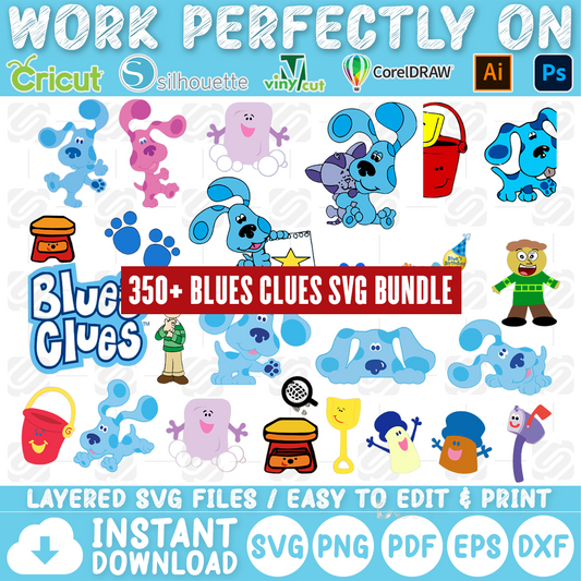 MEGA 350+ Blues Clues Bundle SVG, Blues Clues SVG, Blues Clues Cutfile, Blues Clues Clipart, Blues Clues Tshirt, Instant Download