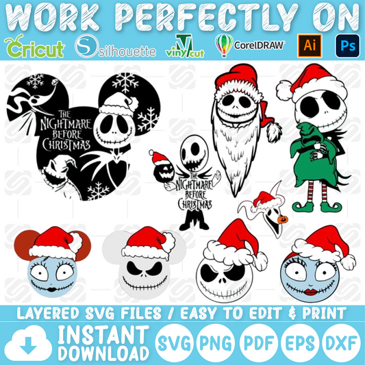 Nightmare Before Christmas Bundle SVG, Nightmare Before Christmas SVG, Nightmare Before Christmas Cutfile, Nightmare Before Christmas Clipart, Nightmare Before Christmas Tshirt, Instant Download