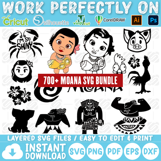 MEGA 700+ Moana Bundle SVG, Moana SVG, Moana Cutfile, Moana Clipart, Moana Tshirt, Instant Download