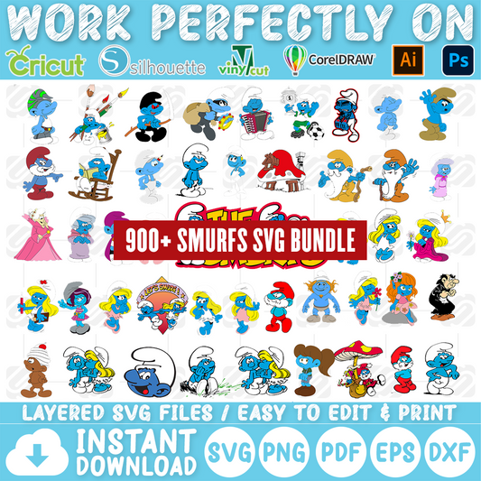 MEGA 900+ Smurfs Bundle SVG, Smurfs SVG, Smurfs Cutfile, Smurfs Clipart, Smurfs Tshirt, Instant Download