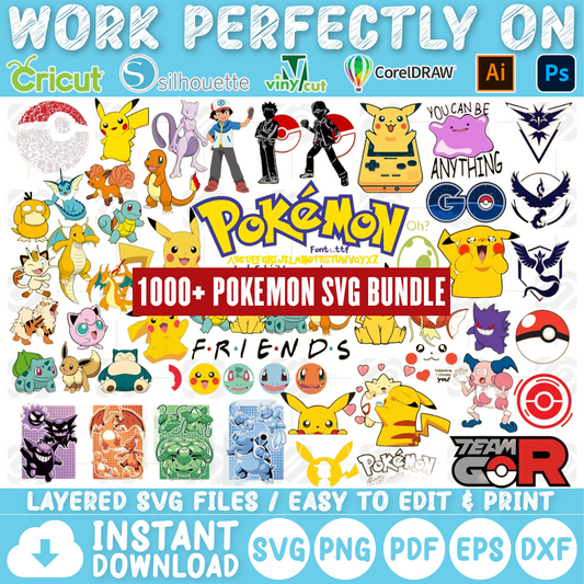 MEGA 1000+ Pokemon Bundle SVG, Pokemon SVG, Pokemon Cutfile, Pokemon Clipart, Pokemon Tshirt, Instant Download