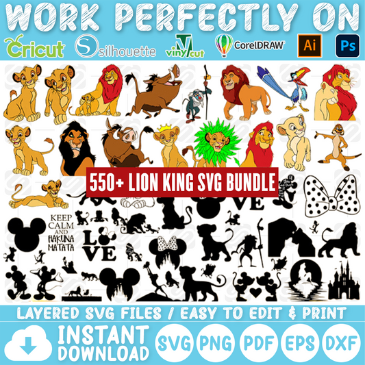 MEGA 550+ Lion King Bundle SVG, Lion King SVG, Lion King Cutfile, Lion King Clipart, Lion King Tshirt, Instant Download