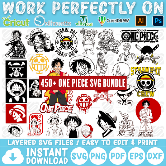 MEGA 450+ One Piece Bundle SVG, One Piece SVG, One Piece Cutfile, One Piece Clipart, One Piece Tshirt, Instant Download