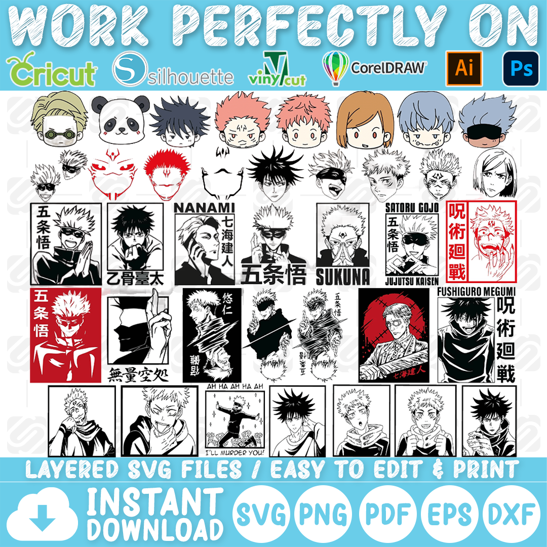Vector Anime SVG Layered / Pdf / PNG / Ai Editable / Digital 